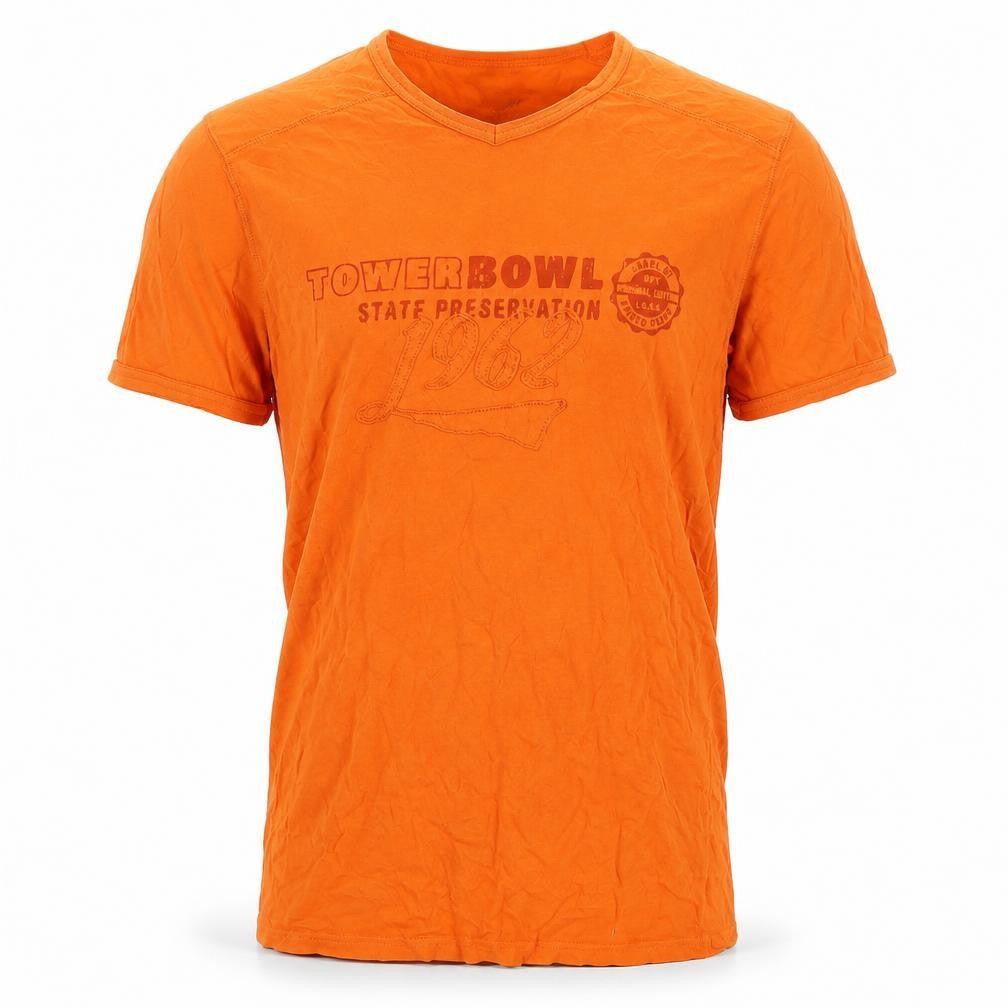 H&M Men's Orange Graphic Short Sleeve T-Shirt, S