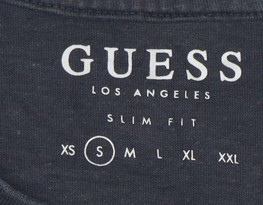 Guess Men's Black Slim Fit Logo Tee S