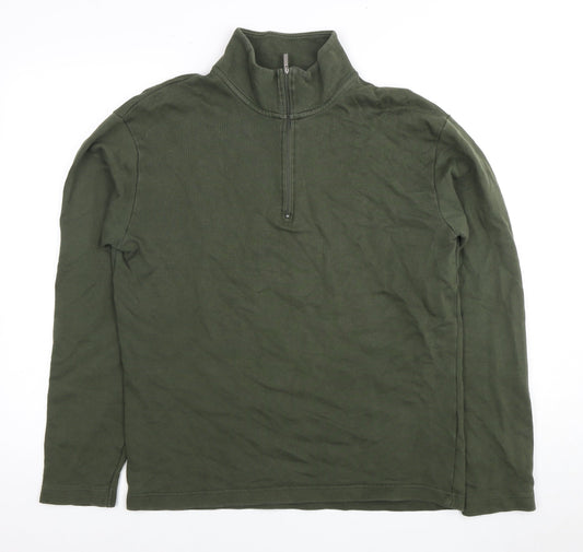 Selected Homme Men's Green 1/4 Zip Sweatshirt M