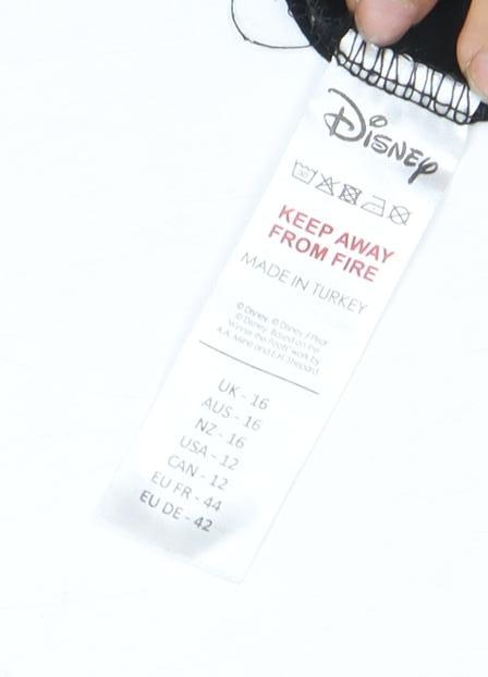 Disney Women's Black Mickey Christmas Cropped T-Shirt - Size 14