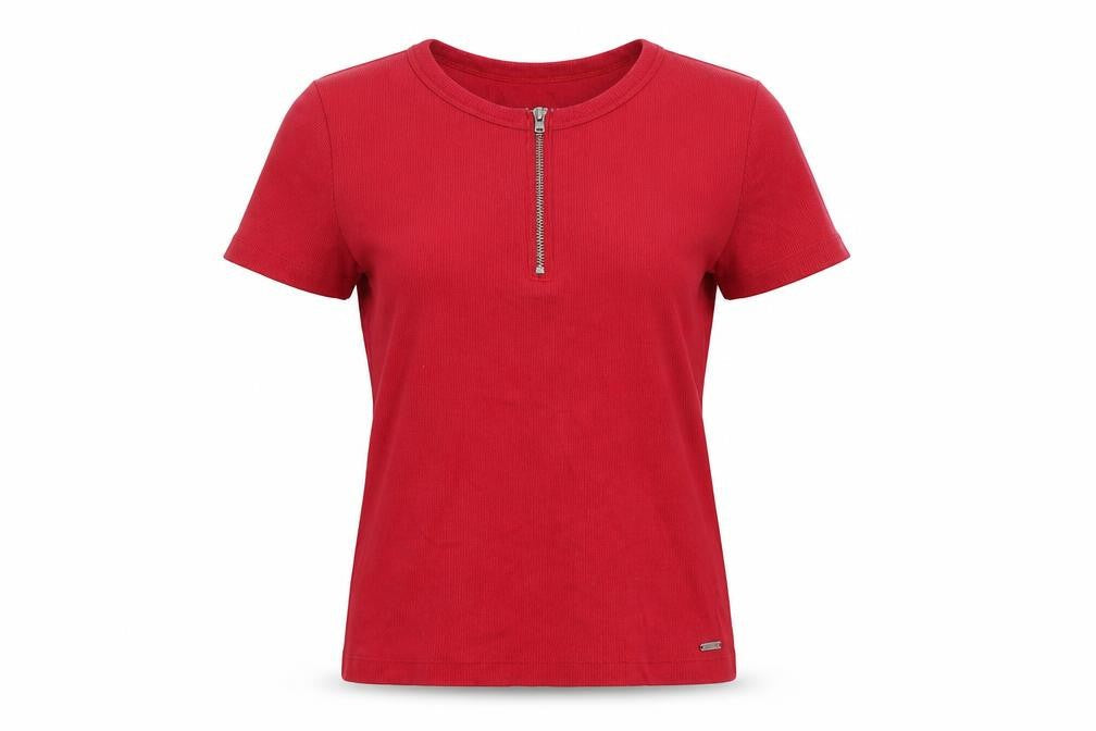 Womens UK Size S Hollister Red Cotton Blend T-Shirt