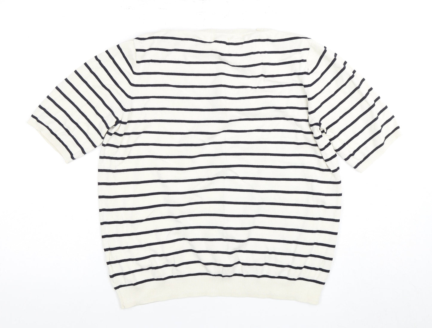 H&M Women's L White Striped Basic T-Shirt