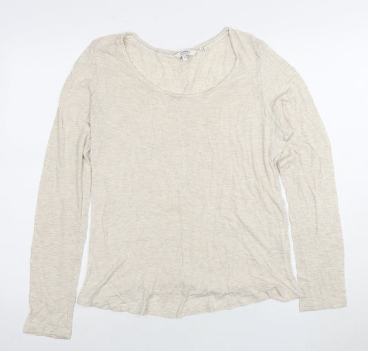 FatFace Women's Beige Scoop Neck Long Sleeve T-Shirt