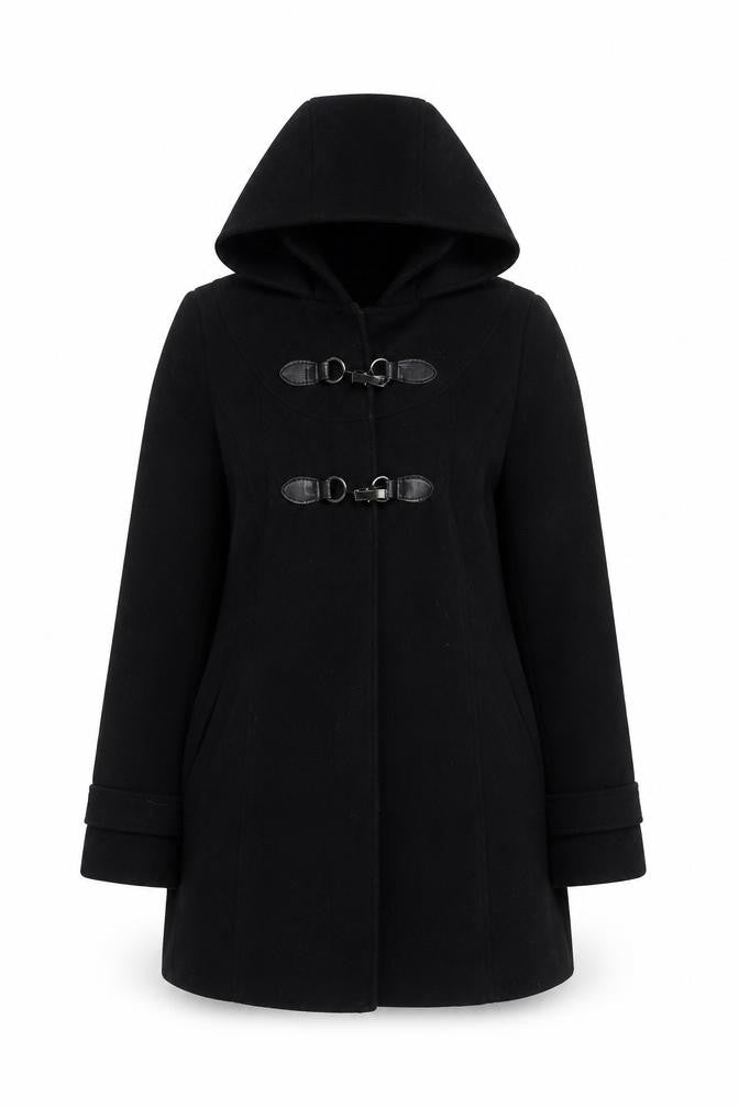 Next Women's Black Duffel Coat Size 8 Petites Hooded