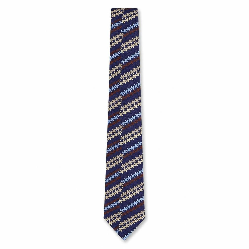 T.M Lewin Men's Blue Beige Houndstooth Silk Tie