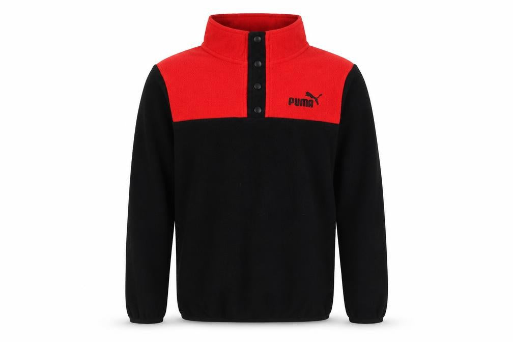 Front view of Puma boys’ black & red fleece sweatshirt m - sports style