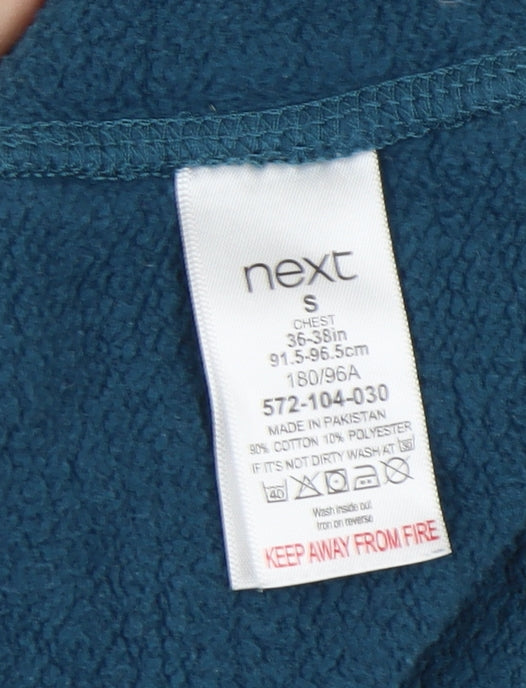 Next Men's Blue Pullover Hoodie, Size S, Hooded, Logo Accent