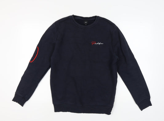 River Island Men’s Black Sweatshirt M Embroidered