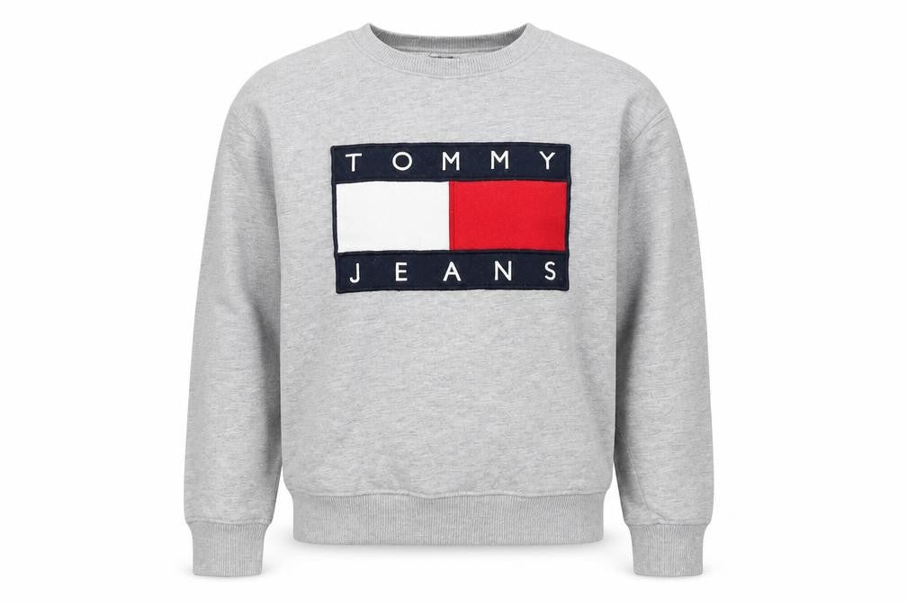 Mens UK XS Regular Tommy Jeans Grey Pullover Sweatshirt
