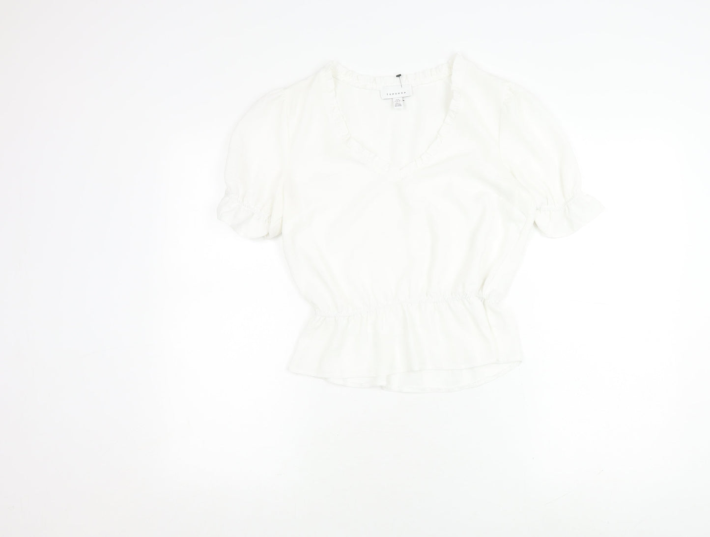 Topshop Women's White V-Neck Blouse Size 8