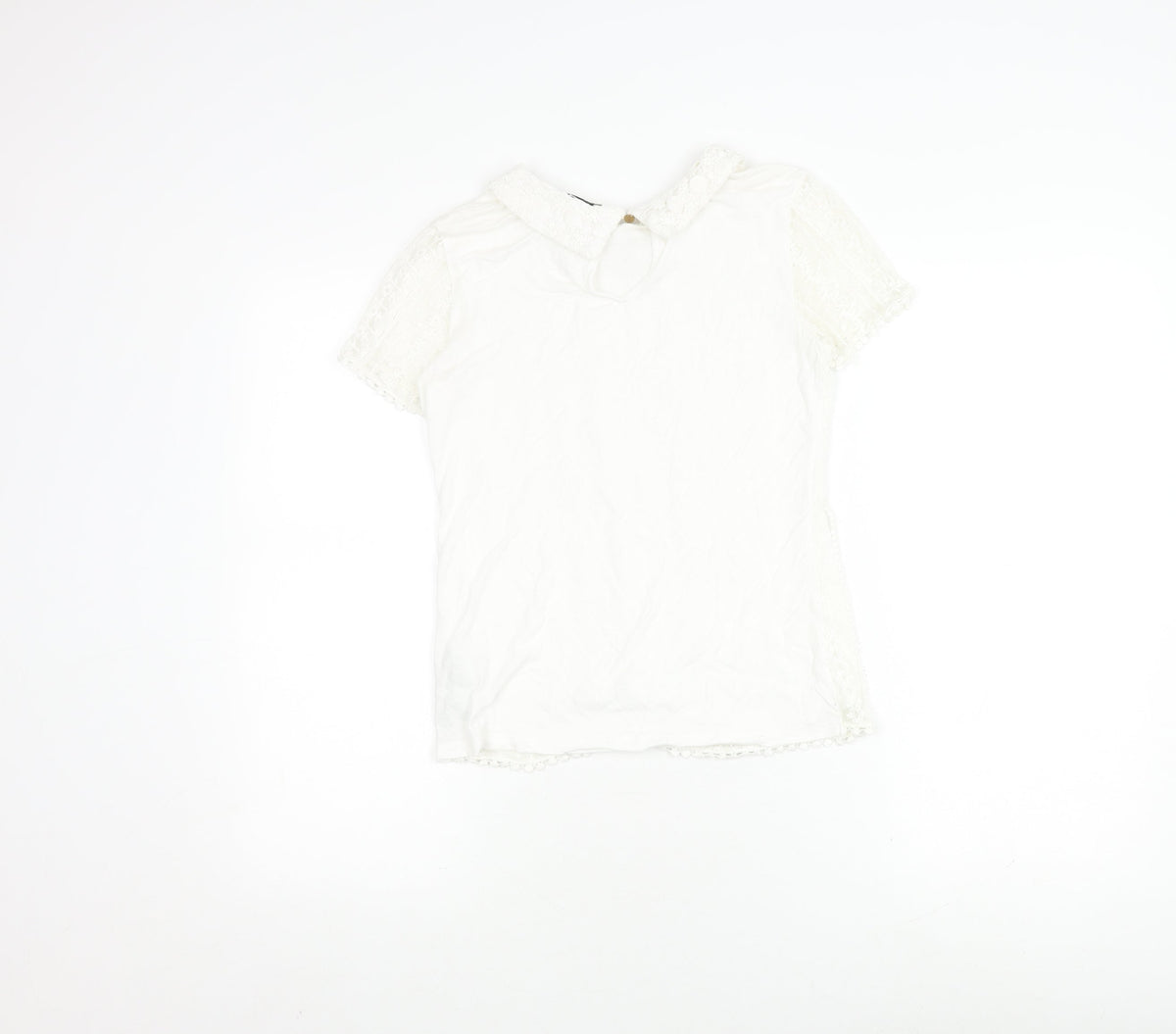 Oasis Women's White Lace Blouse XS Cotton Blend