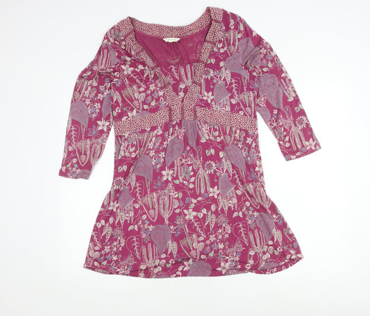 White Stuff Women's Pink Floral 3/4 Sleeve Shift Dress