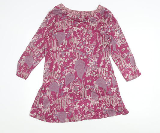 White Stuff Women's Pink Floral 3/4 Sleeve Shift Dress