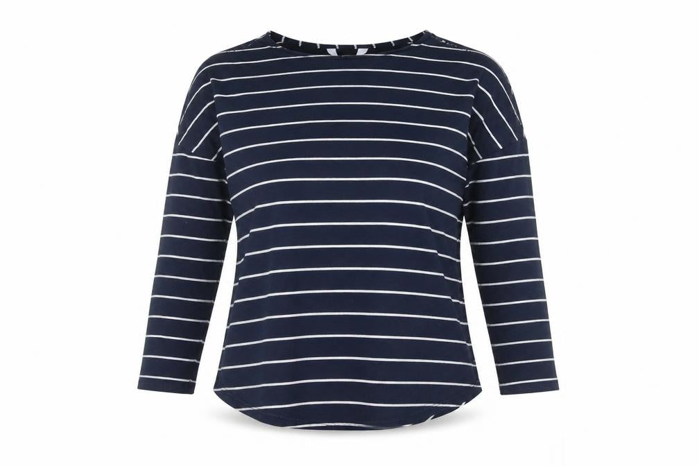 Front view of Principles Women's Blue Striped T-Shirt -, size M