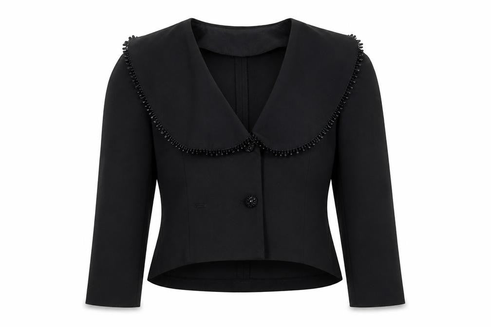 Classics Women's Black Beaded Short Jacket, Size 12