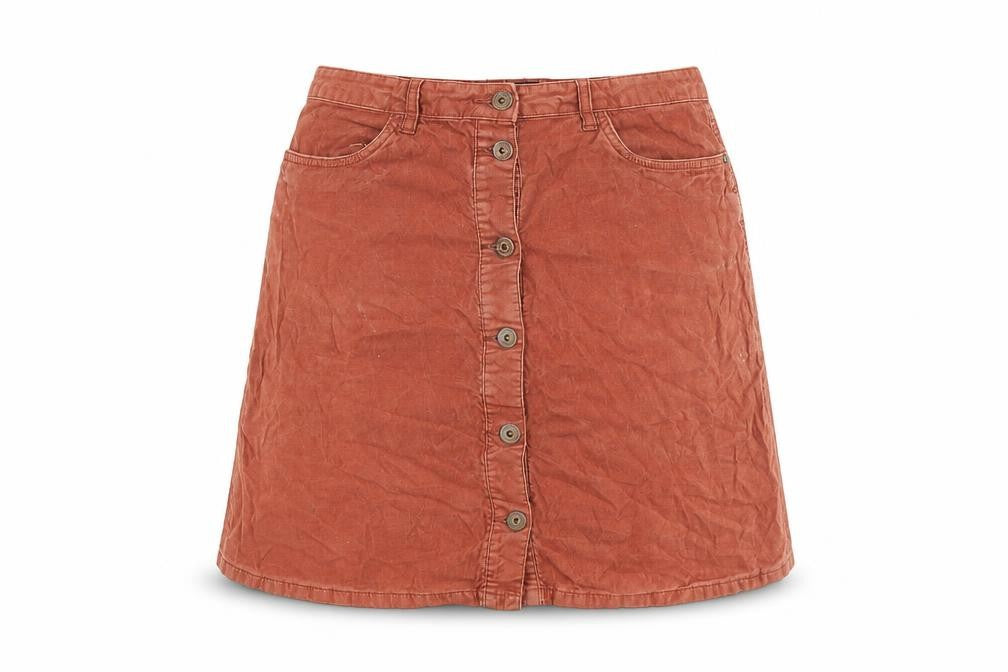Front view of Only Women's Brown Knee Length Corduroy Skirt, size 6