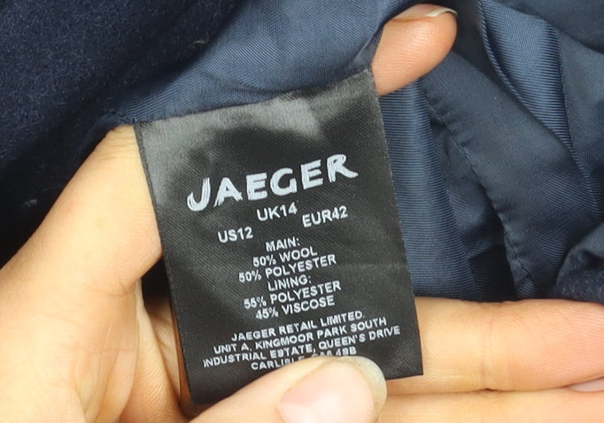 Jaeger Women's Blue Coat UK 14 Wool Blend