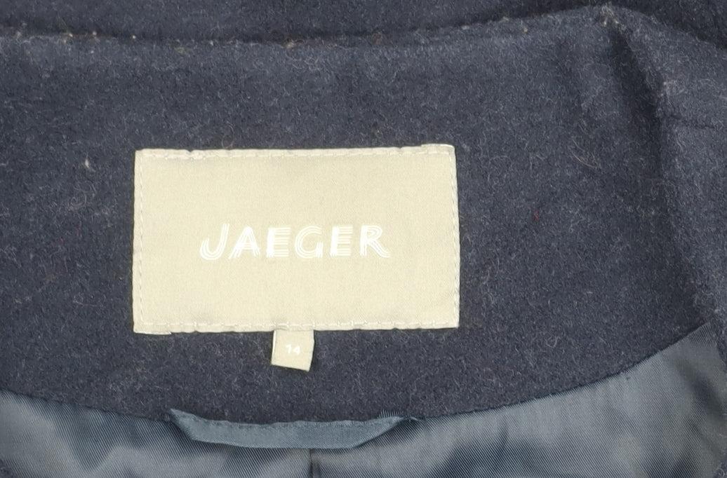 Jaeger Women's Blue Coat UK 14 Wool Blend
