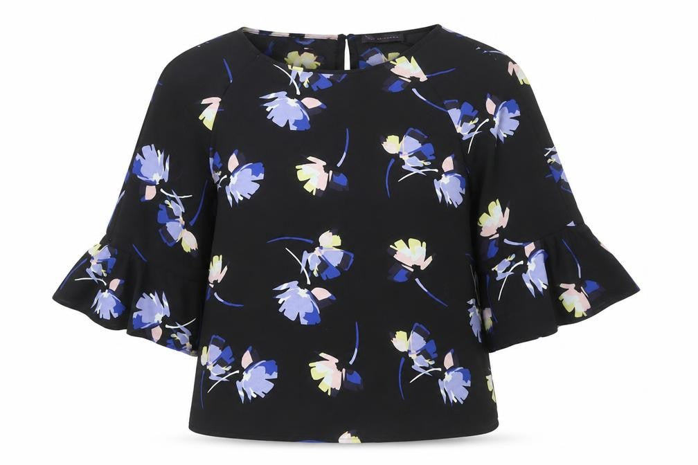Marks and Spencer Women's Black Floral Kimono Blouse Size 14