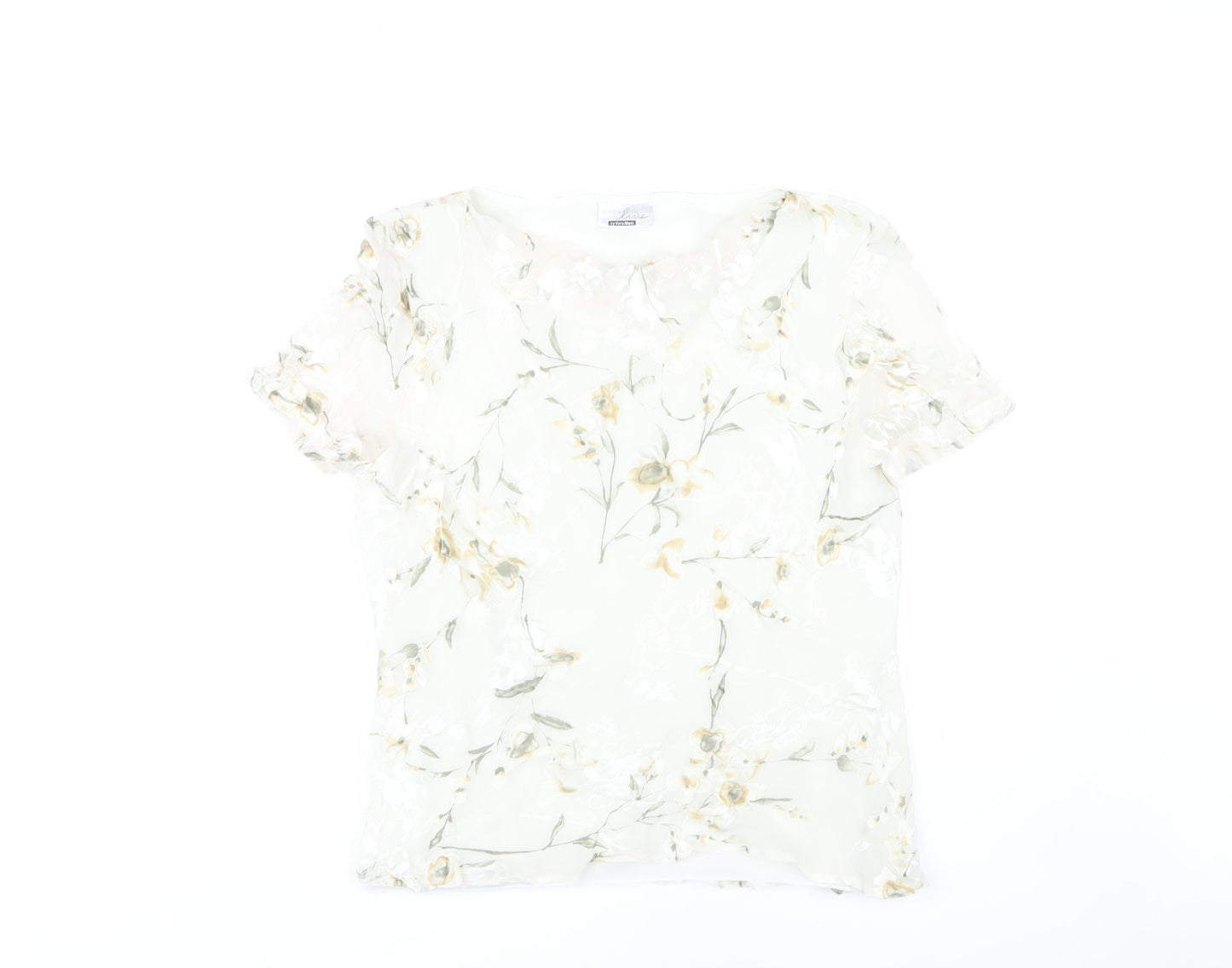 Vera Mont Women Ivory Floral Blouse Size 14