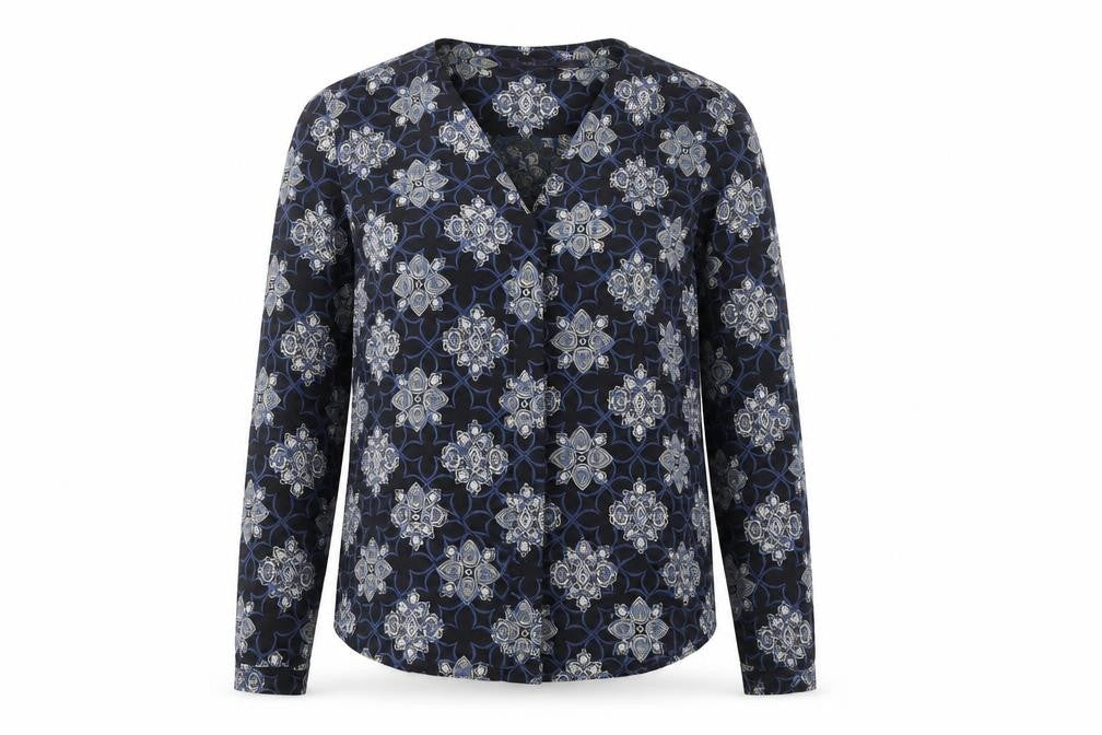 Marks and Spencer Women's Blue Floral Blouse, Size 10