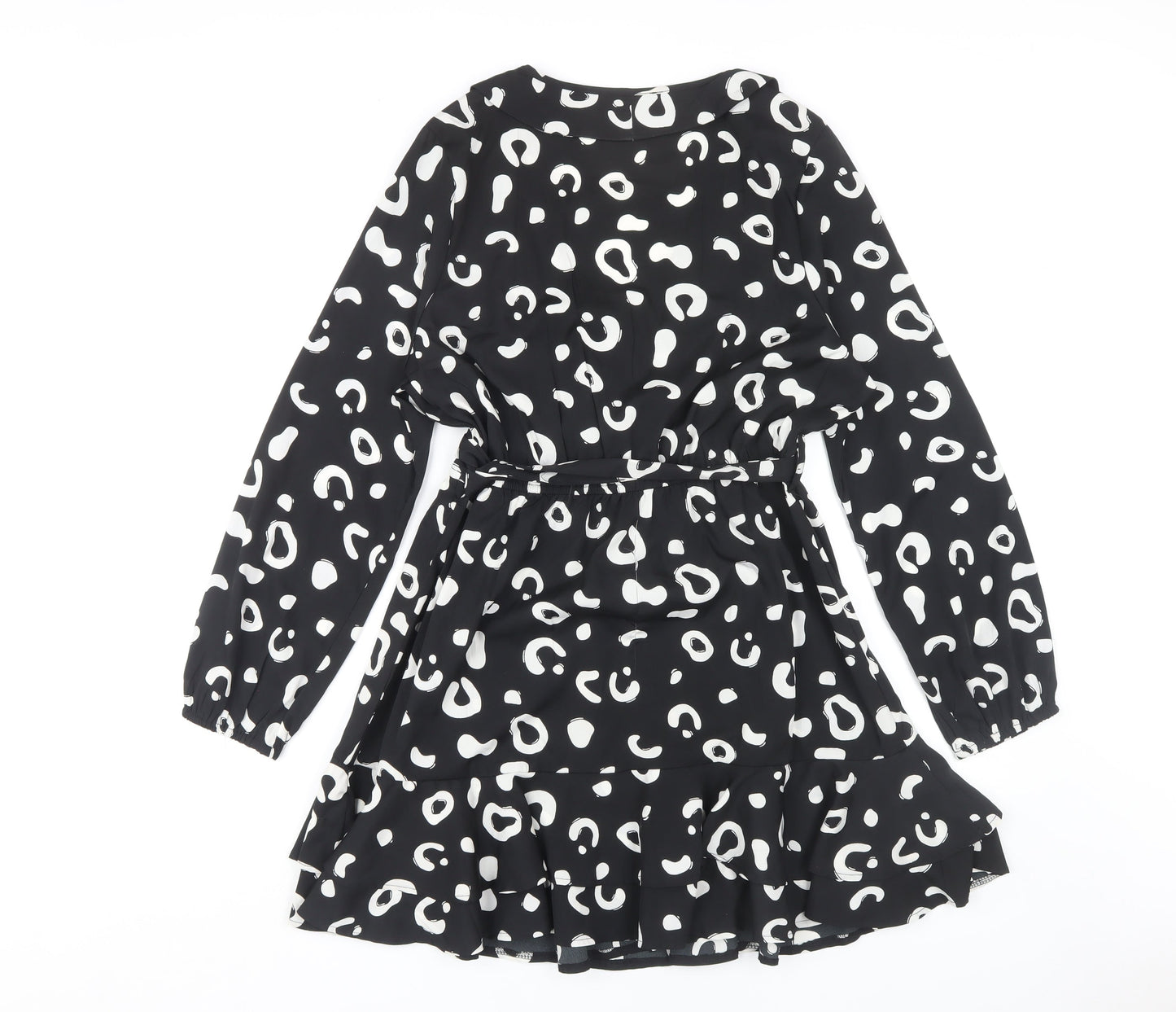 Quiz Women's Black Animal Print Wrap Dress Size 12