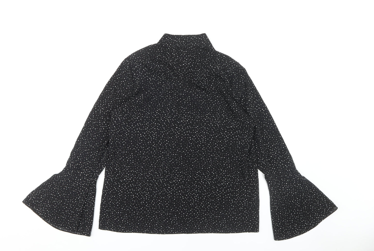 Warehouse Women's Black Polka Dot Bell Sleeve Blouse Size 10