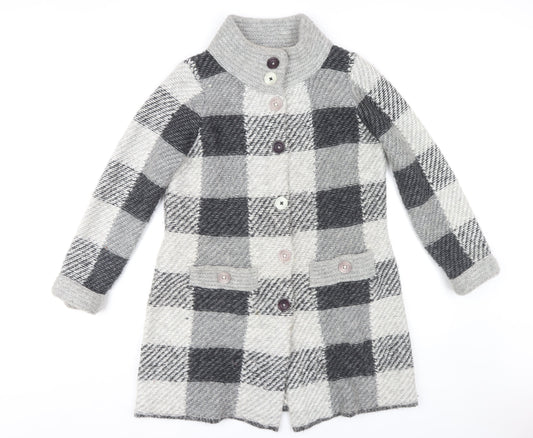 Marks and Spencer Women's Grey Check Long Coat Size L