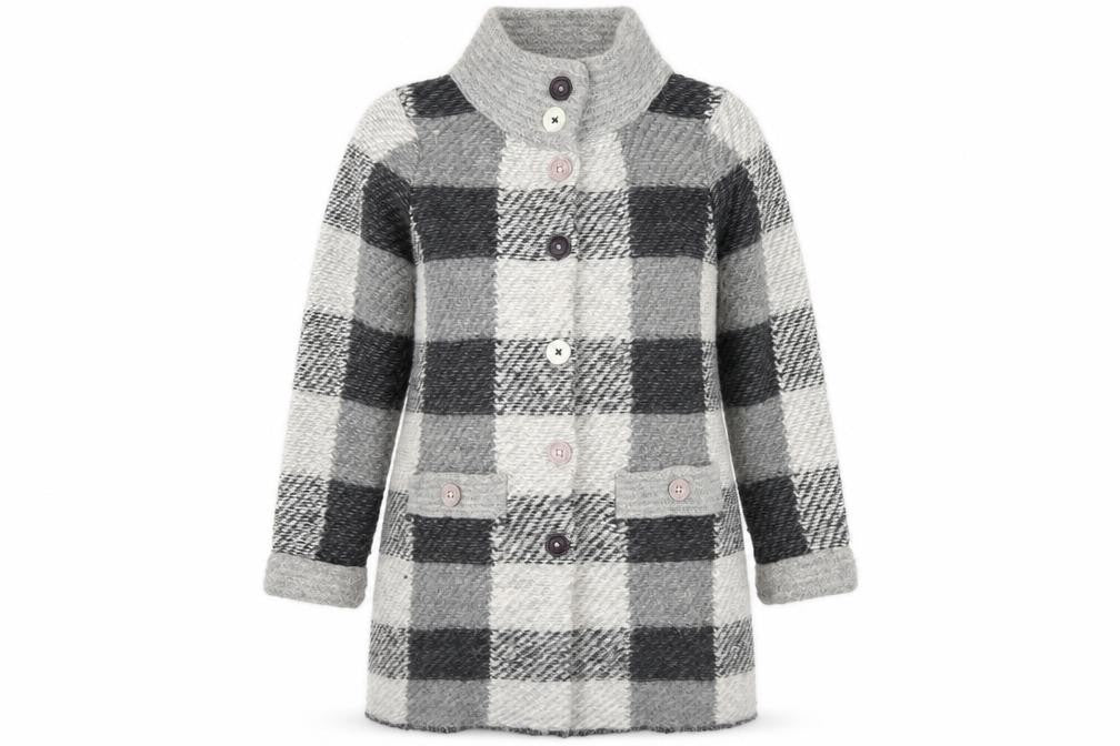 Marks & Spencer Women's Grey Check Long Coat Size L