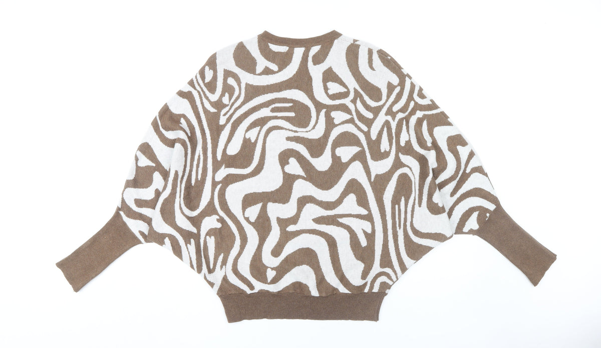 Back view of Wild Flower Women's Brown Geometric Jumper M/L