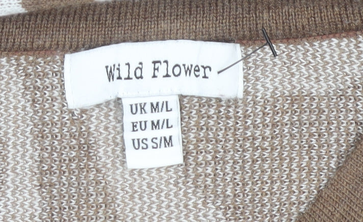 Close-up detail of Wild Flower Women's Brown Geometric Jumper M/L