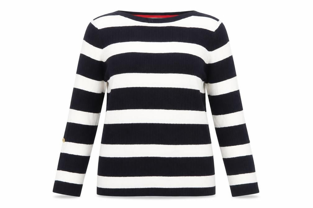 Front view of Maine New England Women's Black Striped jumper, size 14