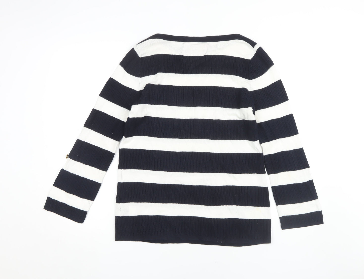 Maine Women's Black Striped Pullover Jumper Size 14