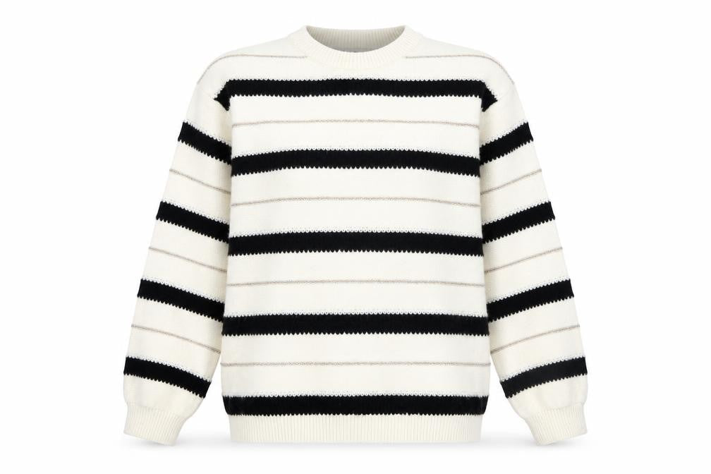 Marks and Spencer Women's Beige Striped Jumper, Size S