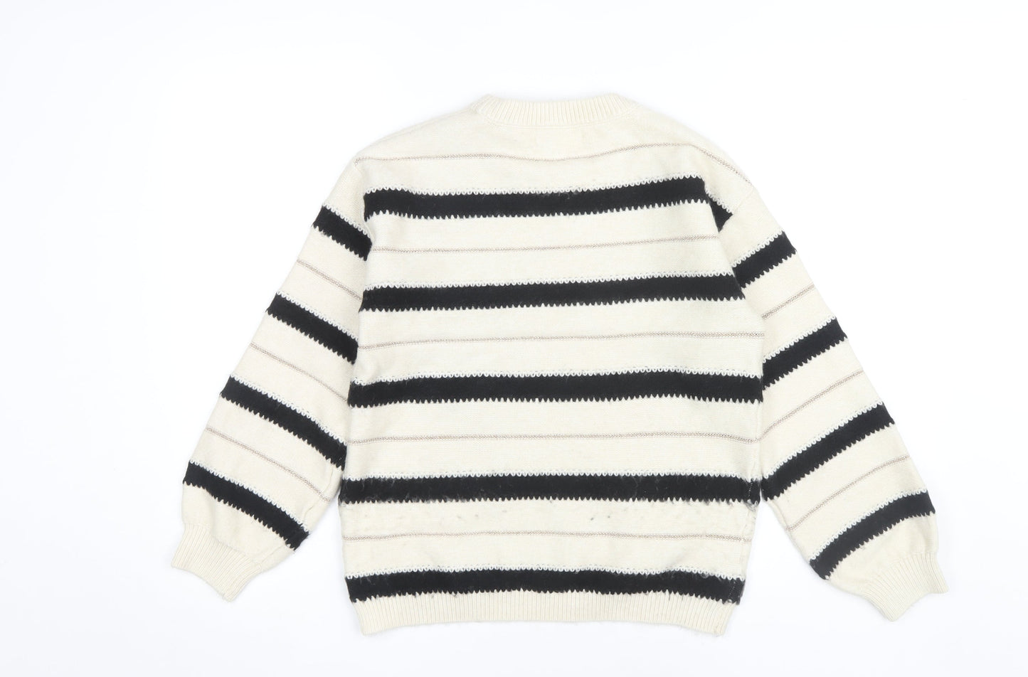 Marks and Spencer Women's Beige Striped Jumper, Size S