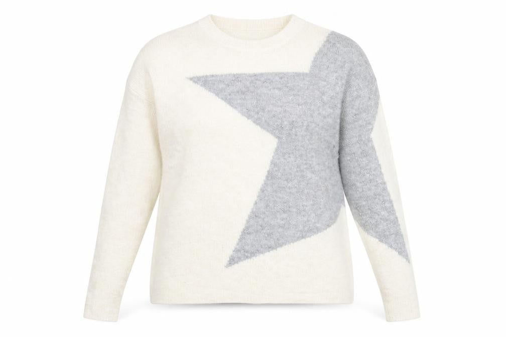 Front view of Principles Women's Ivory Geometric jumper, size 8