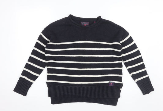 Superdry Women's Black Striped Knit Jumper XS