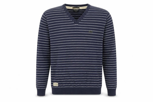 Jack & Jones Men's Blue Striped V-Neck Pullover, L