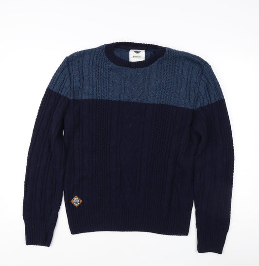 Everton Men's Blue Cable-Knit Pullover Jumper - M