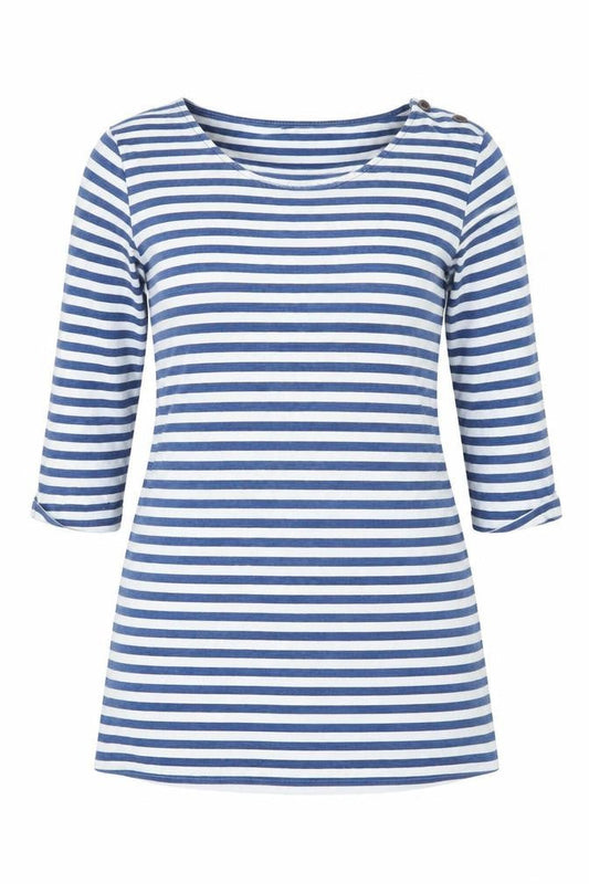 Womens UK Size 10 FatFace Blue 100% Cotton T-Shirt