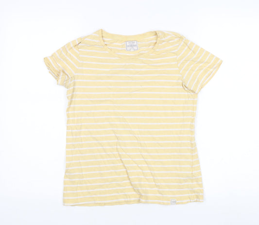 Fat Face Women's Yellow Striped Cotton T-Shirt, Size 6