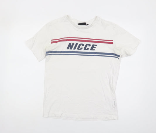 Nicce Men's White Graphic Print T-Shirt - Small