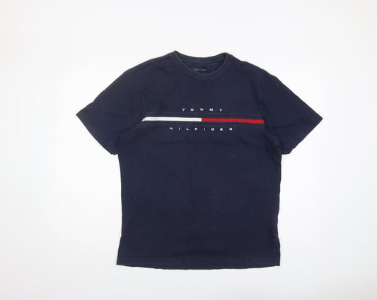 Tommy Hilfiger Men's Blue T-Shirt, M, Short Sleeve, Crew Neck