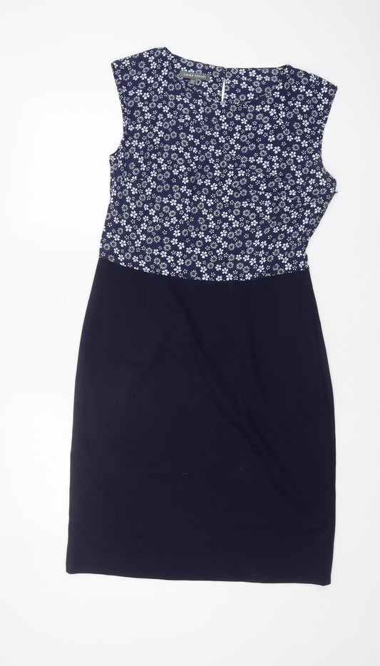 Laura Ashley Women's Blue Floral Shift Dress Size 12