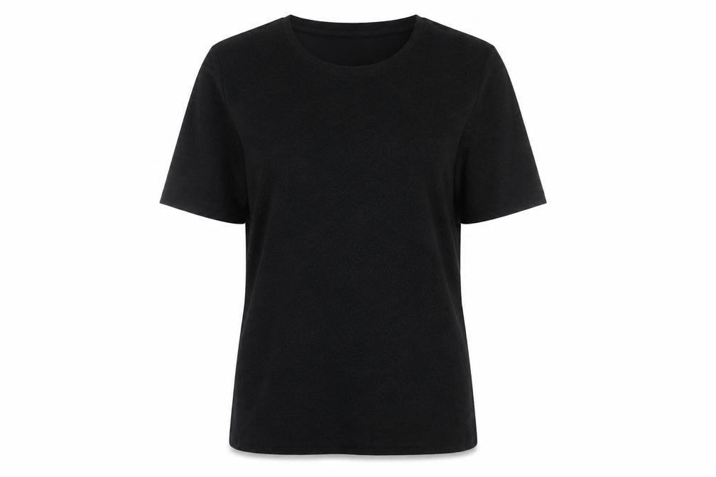Womens UK Size 10 EWM Black Polyester Blend T-Shirt
