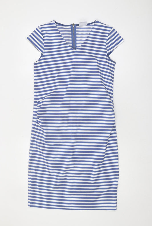 Mamalicious Women's Blue Striped Maternity Sheath Dress