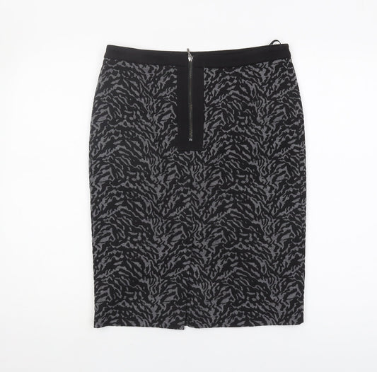 Wallis Women's Black Animal Print Pencil Skirt Size 8