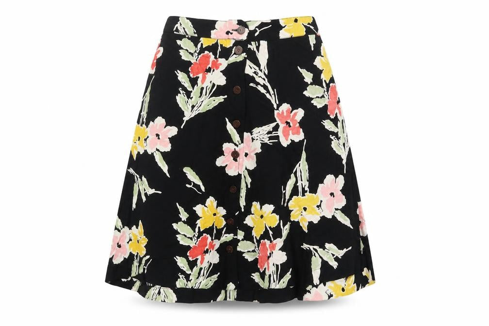 Kimchi Blue Women's Black Floral A-Line Skirt Size S