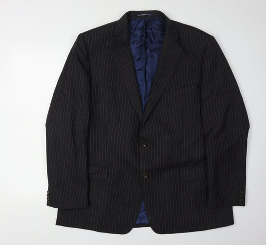 Magee Men's Black Pinstripe Blazer 46 Regular Wool