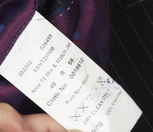 Magee Men's Black Pinstripe Blazer 46 Regular Wool